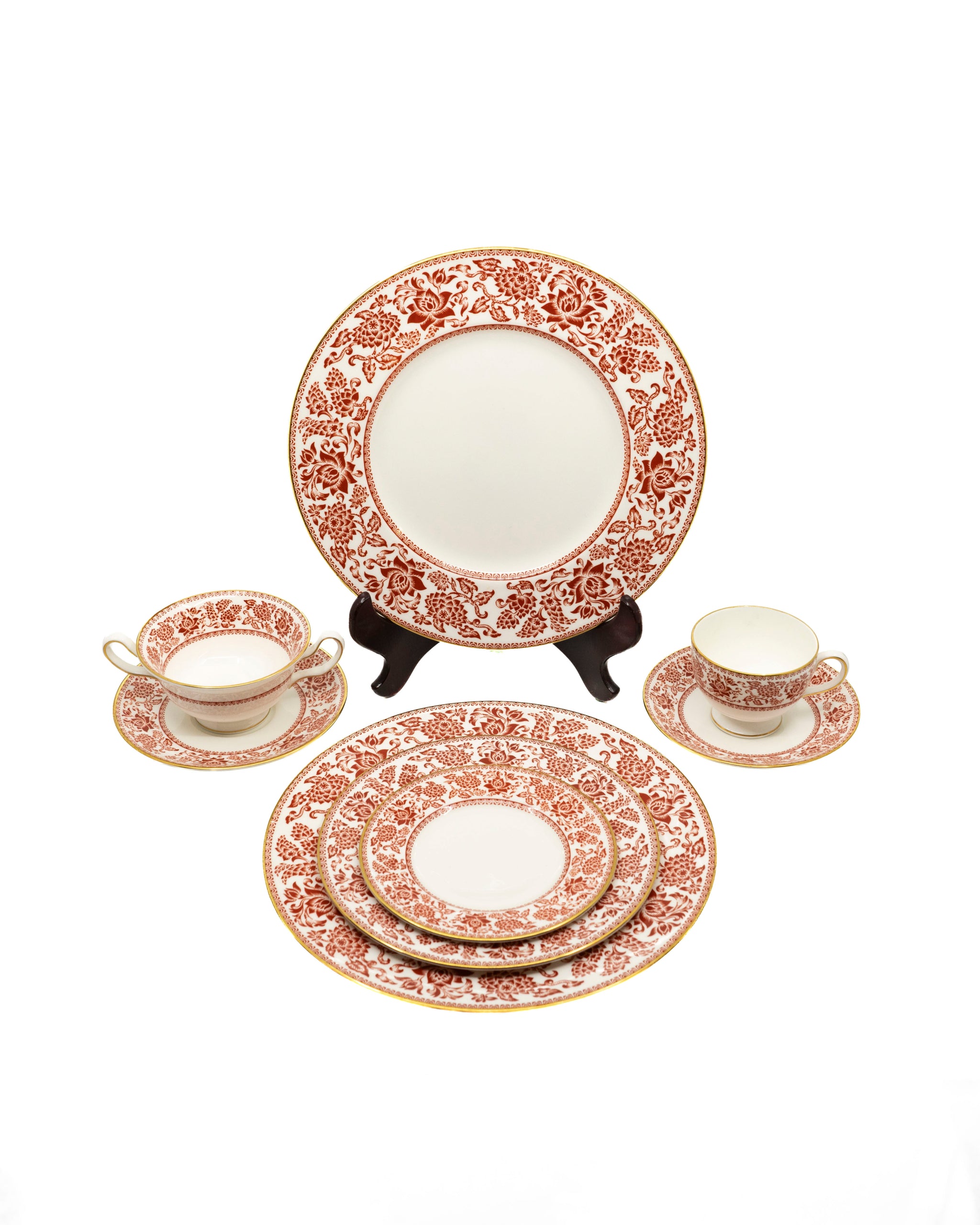 プレート damask Red wood レア品　Wedge 2枚セット ｜ル プレート・トレイ | チェリーレッド 23cm レジェ・プレート 食器