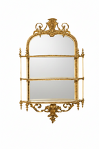 Miroir à étages de style Louis XVI — Blanc crème et dorures 1850
