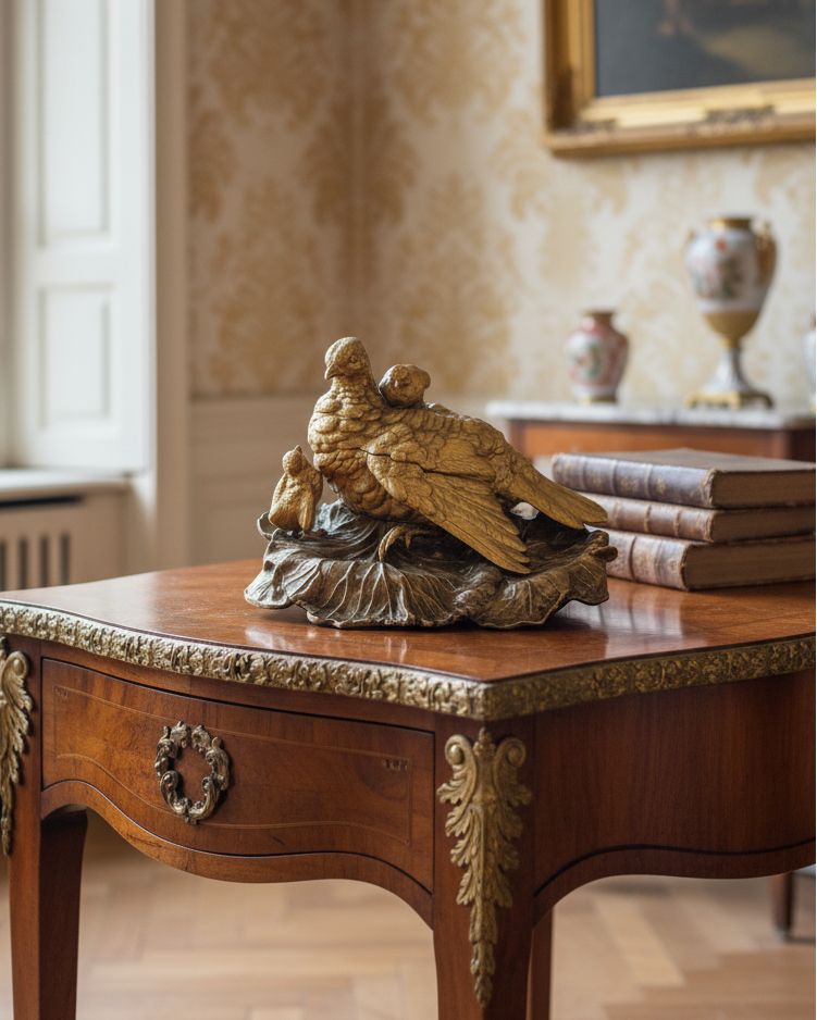 Viennese bronze inkwell