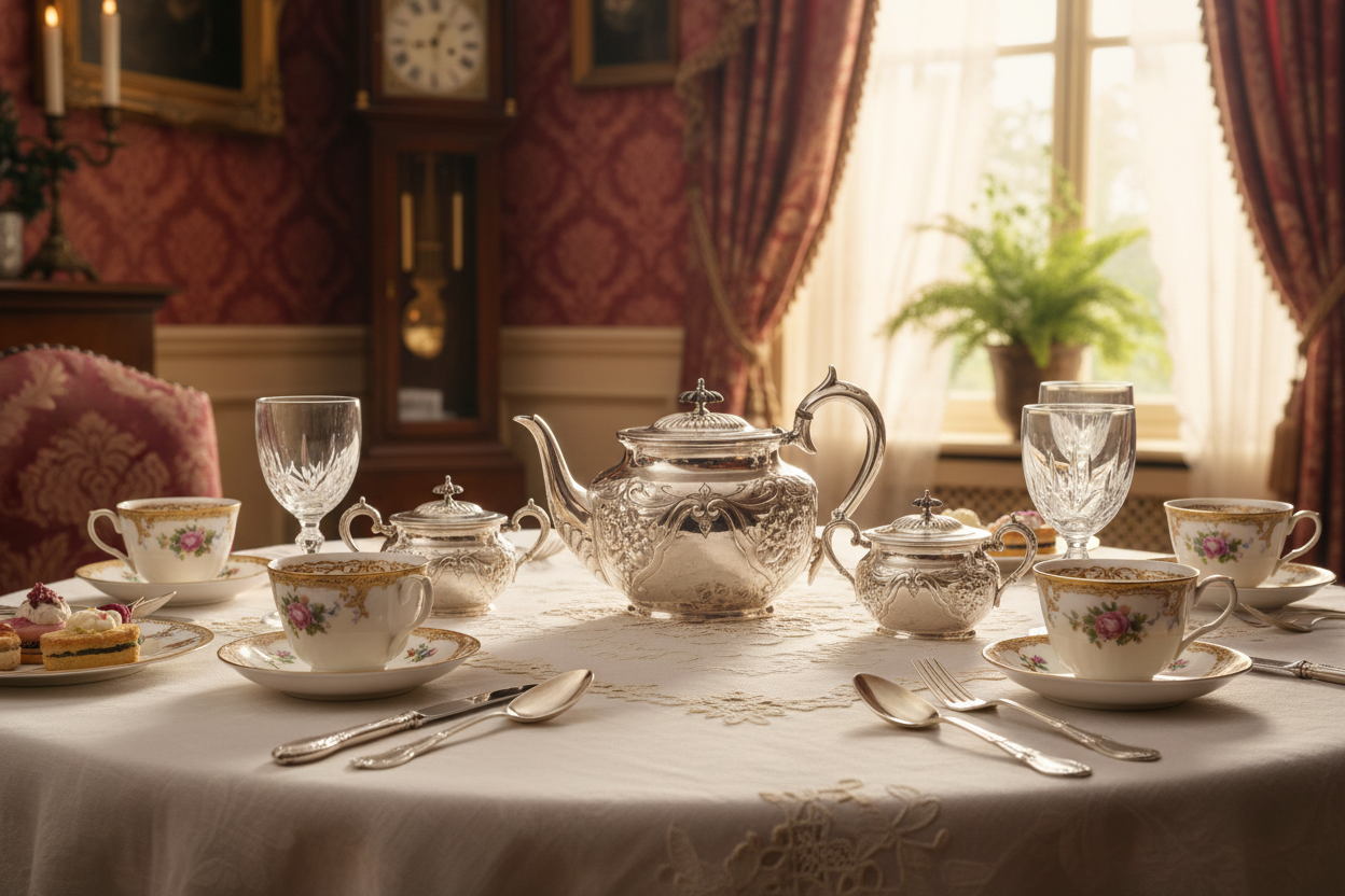 English teapot in chased silver plate