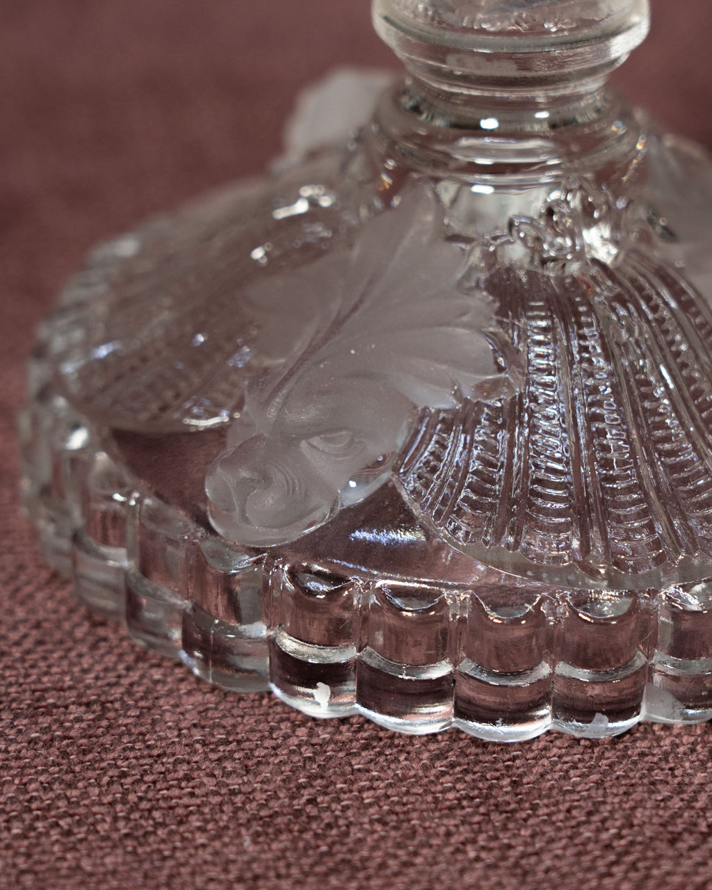 Frosted glass Musketeer candlestick - Cristallerie de Portieux