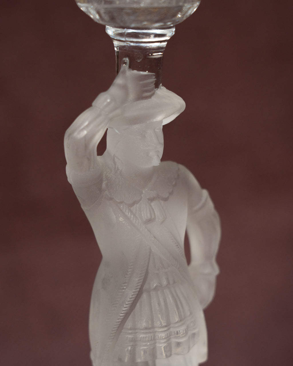 Frosted glass Musketeer candlestick - Cristallerie de Portieux