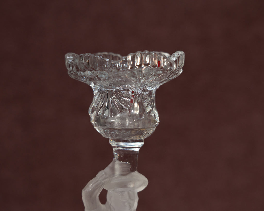 Frosted glass Musketeer candlestick - Cristallerie de Portieux
