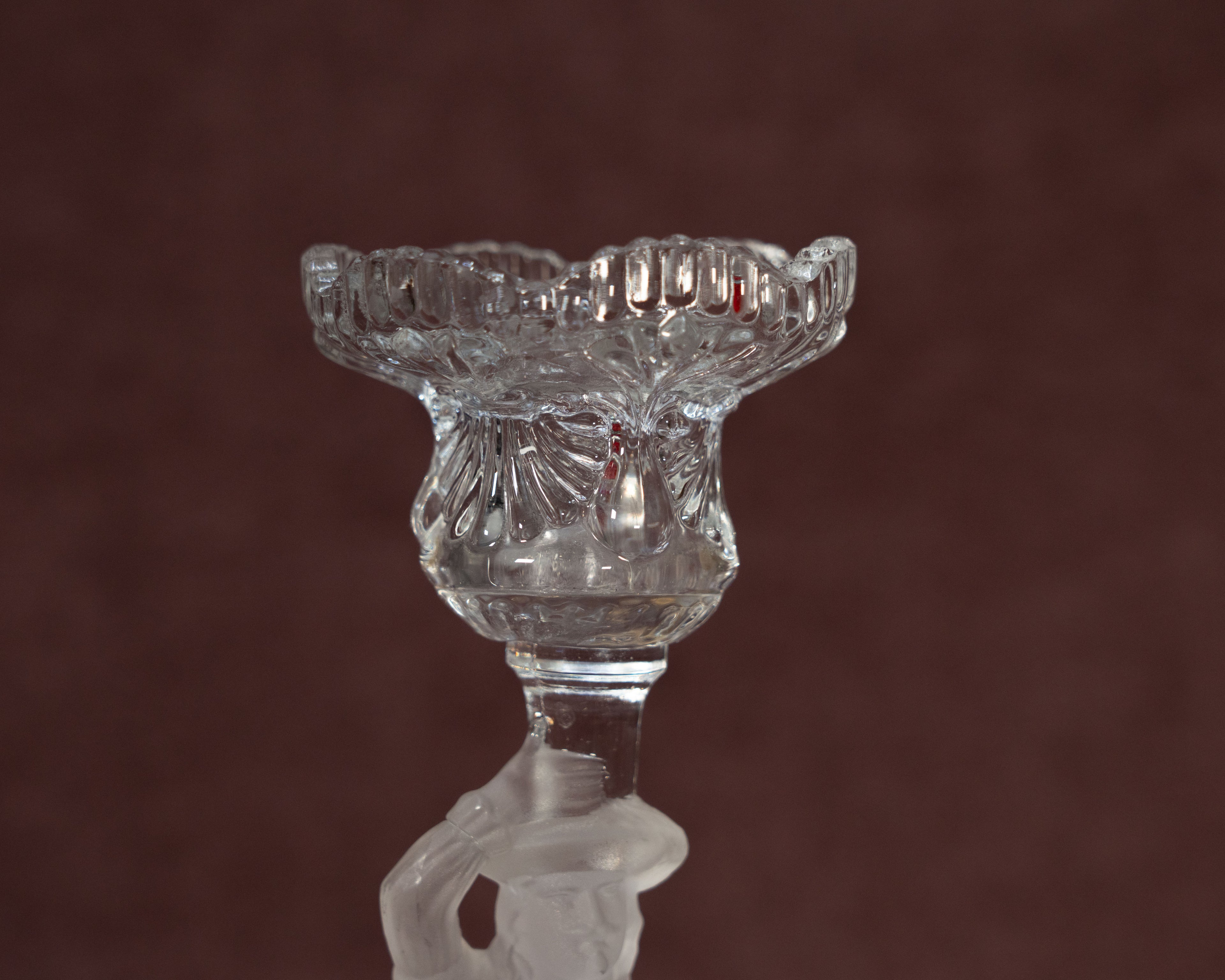 Bougeoir Mousquetaire en verre givré - Cristallerie de Portieux