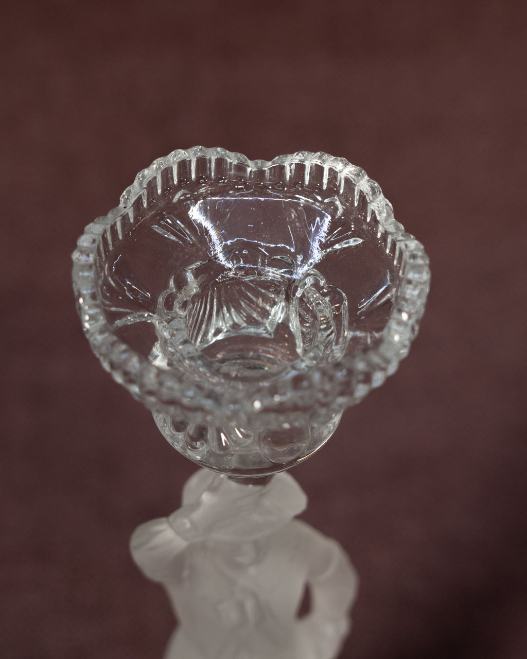 Frosted glass Musketeer candlestick - Cristallerie de Portieux