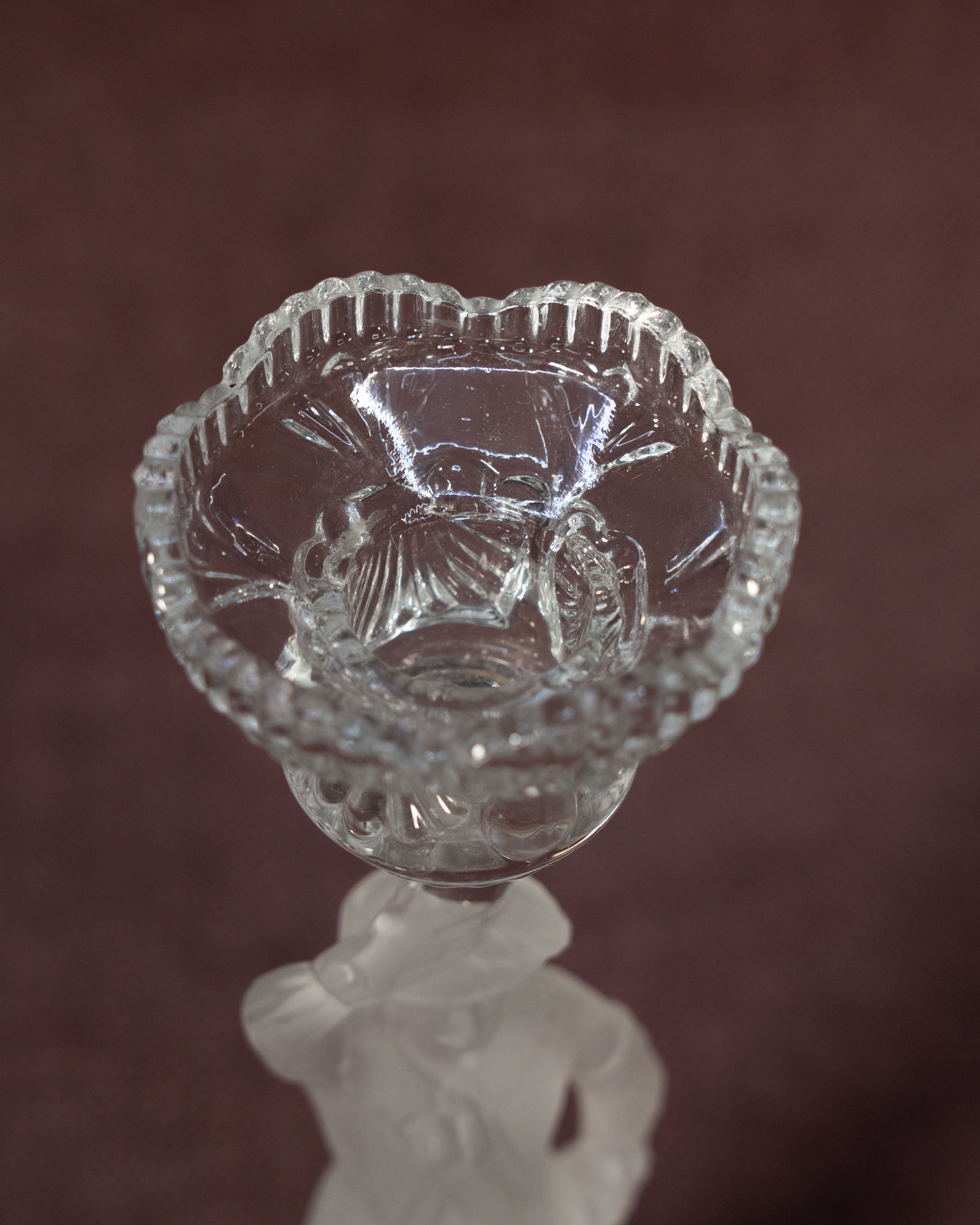 Frosted glass Musketeer candlestick - Cristallerie de Portieux