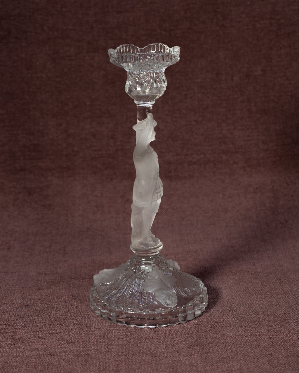 Frosted glass Musketeer candlestick - Cristallerie de Portieux