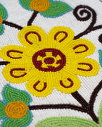 Floral octopus bag in caribou hide and glass beads – Attributed to Elizabeth Jacob, Webequie First Nation