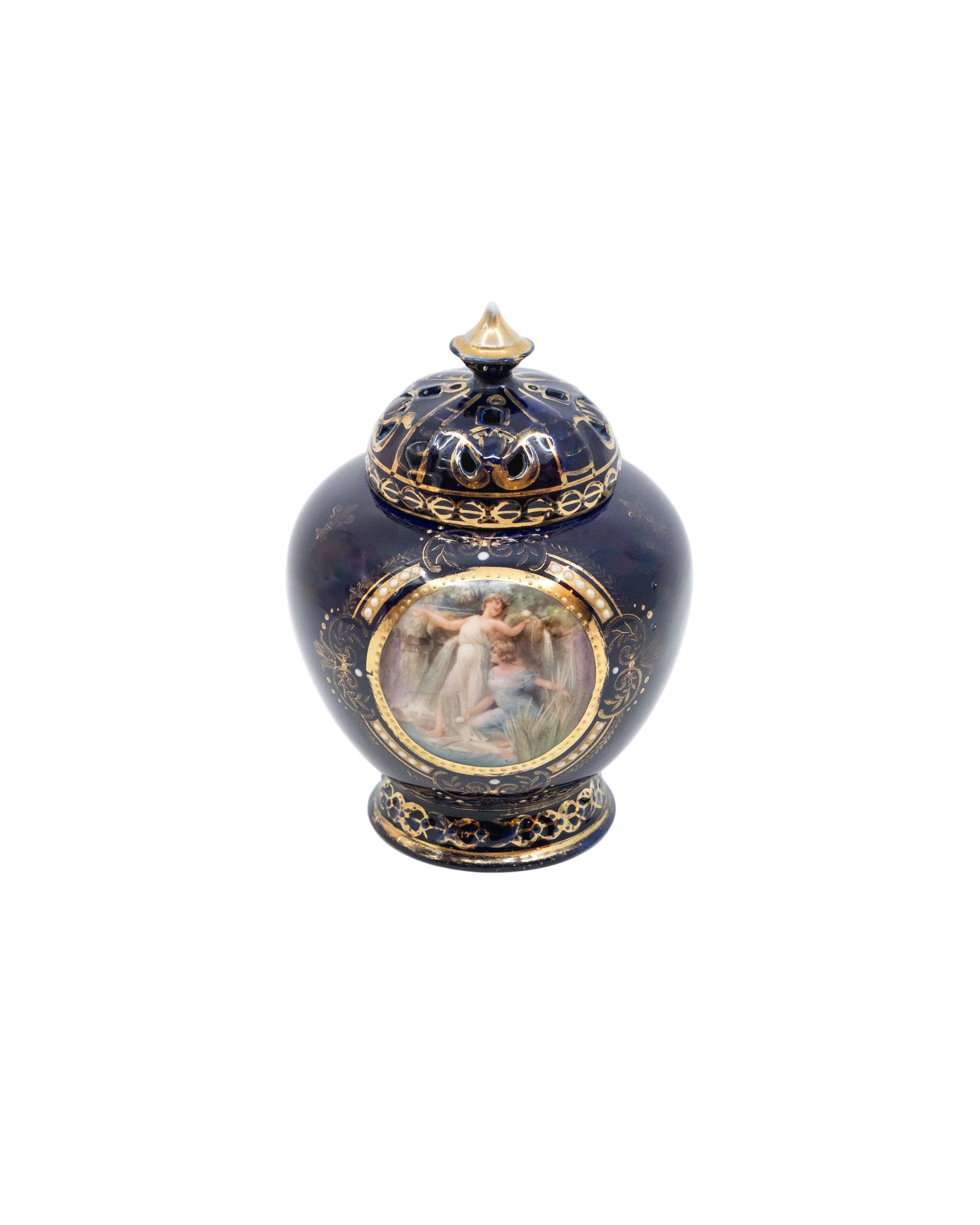 Petite urne en porcelaine Royal Vienna peinte à la main – Autriche