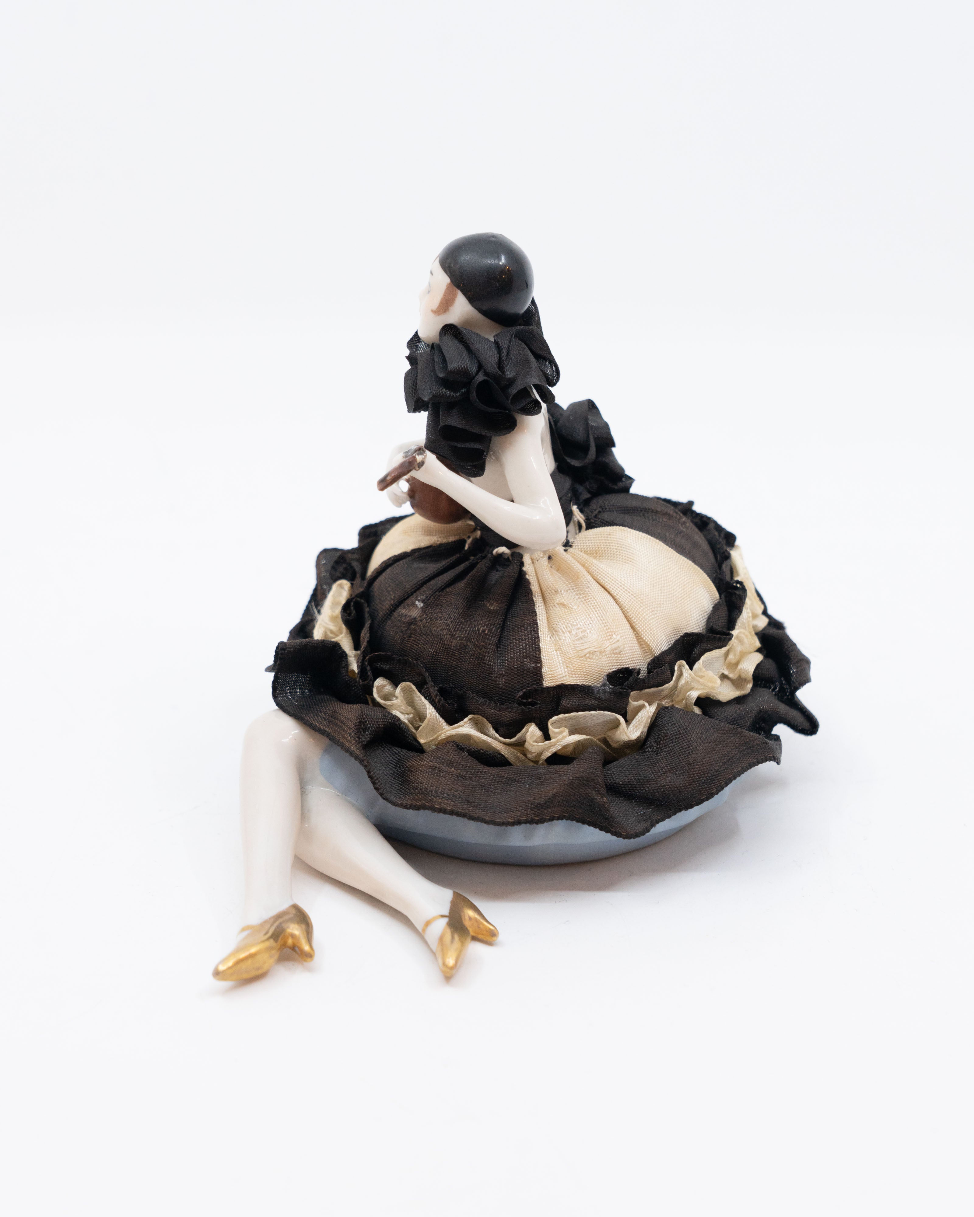 Poudrière Art Déco allemande en porcelaine peinte – C. 1910