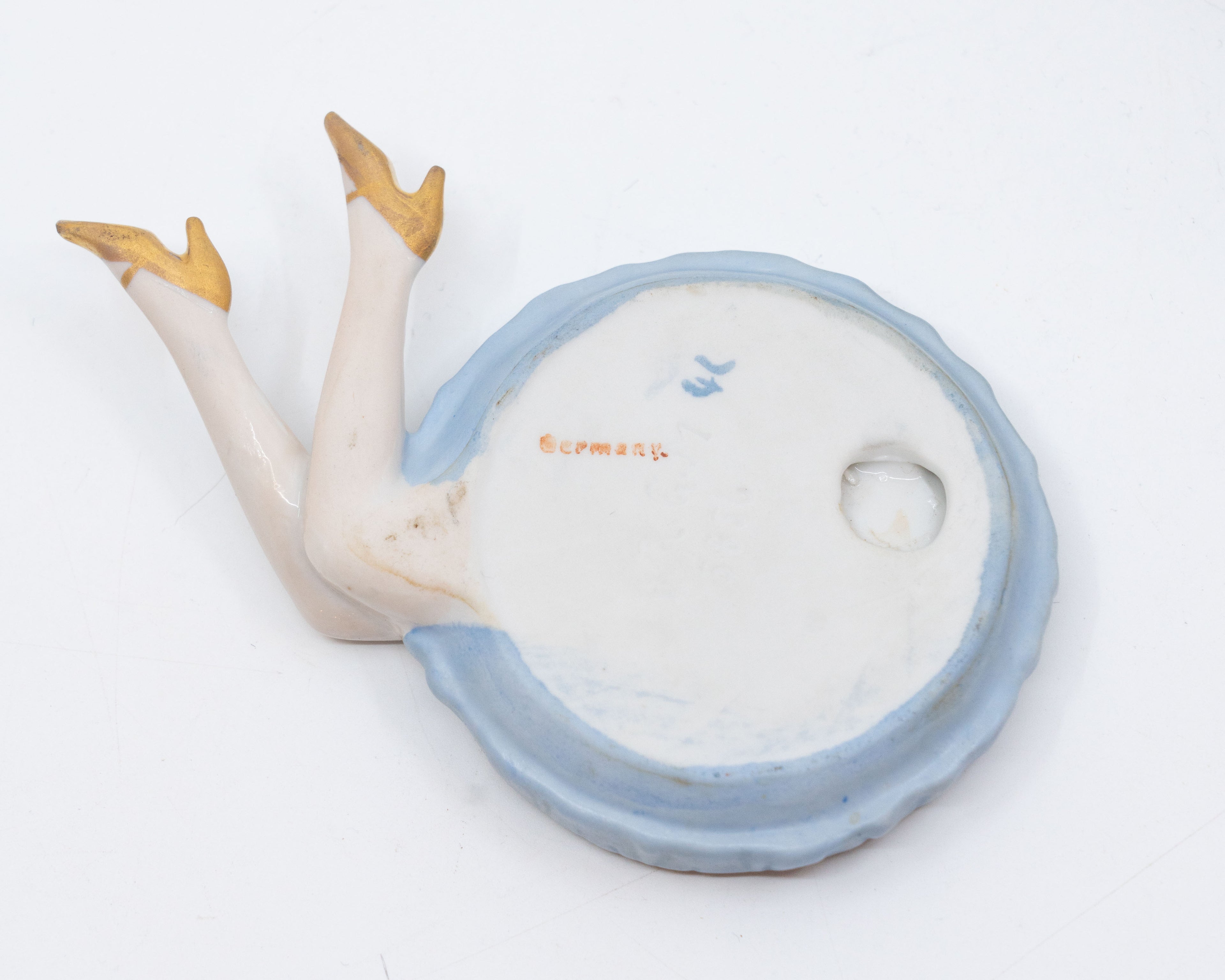 Poudrière Art Déco allemande en porcelaine peinte – C. 1910