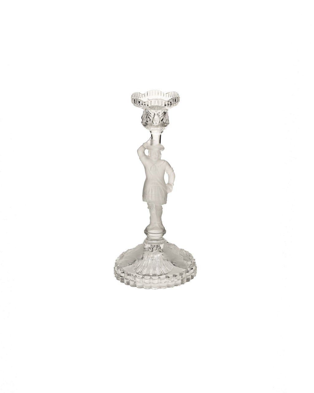 Frosted glass Musketeer candlestick - Cristallerie de Portieux