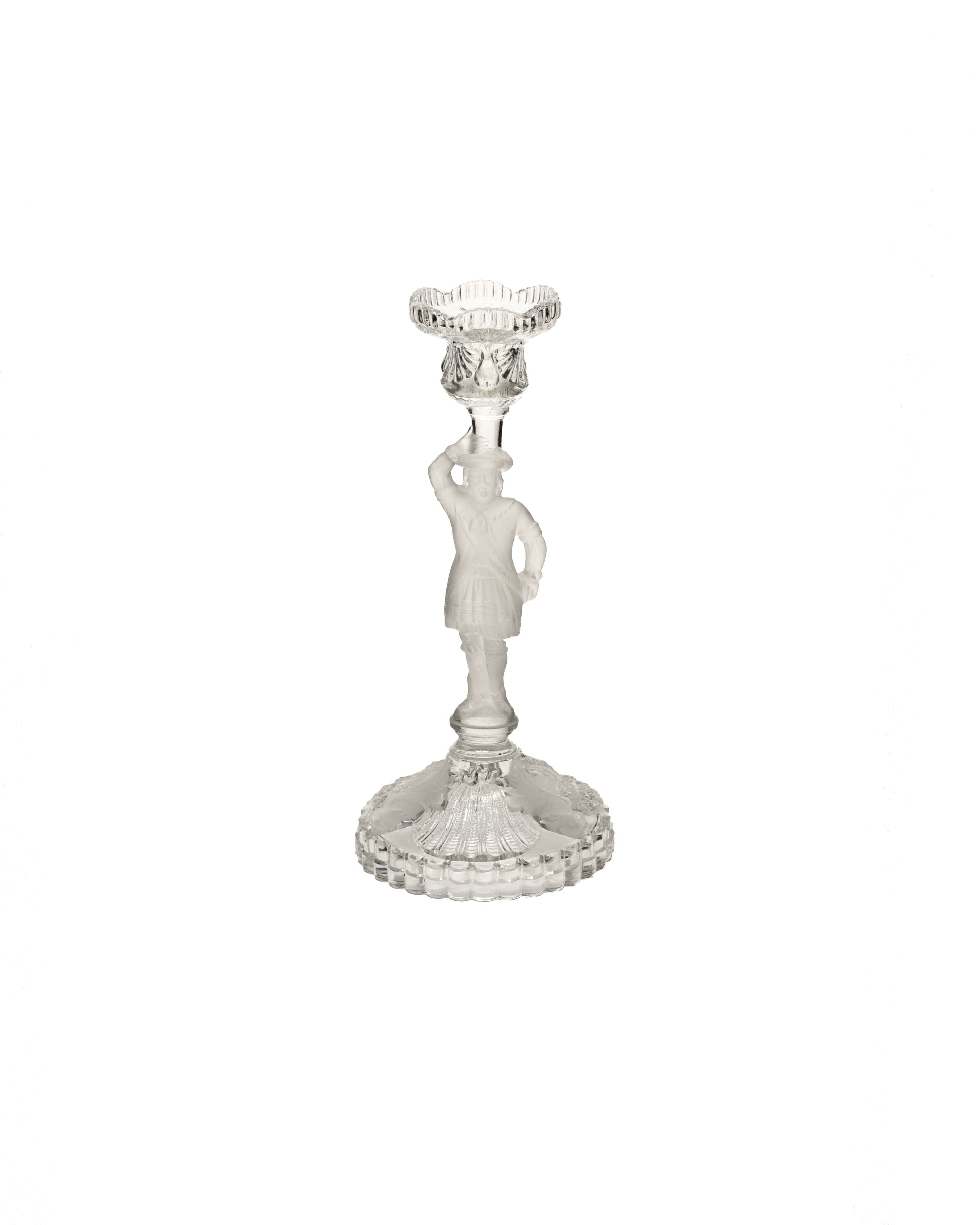 Bougeoir Mousquetaire en verre givré - Cristallerie de Portieux