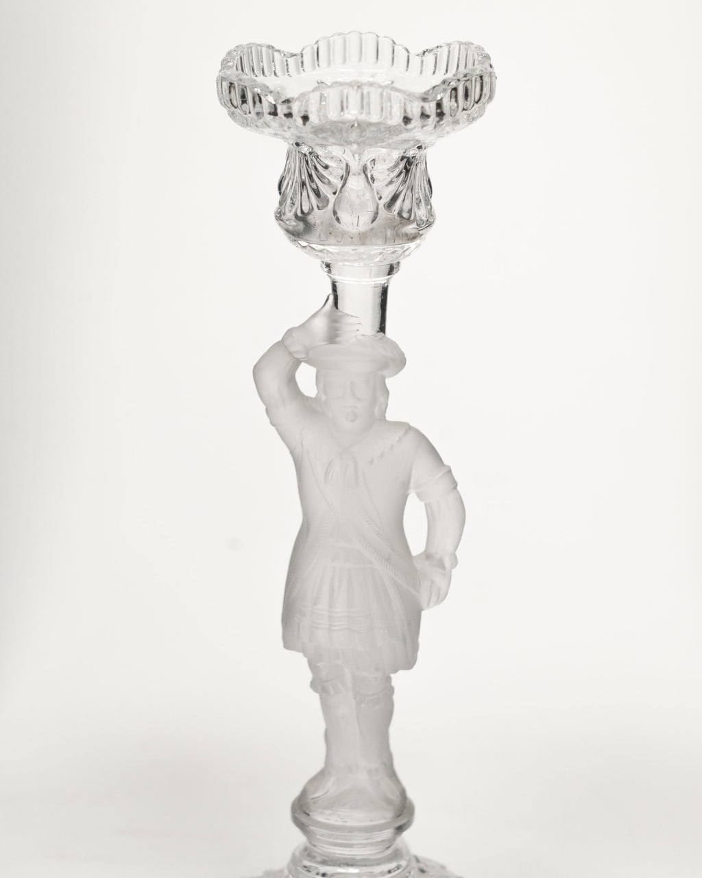 Frosted glass Musketeer candlestick - Cristallerie de Portieux