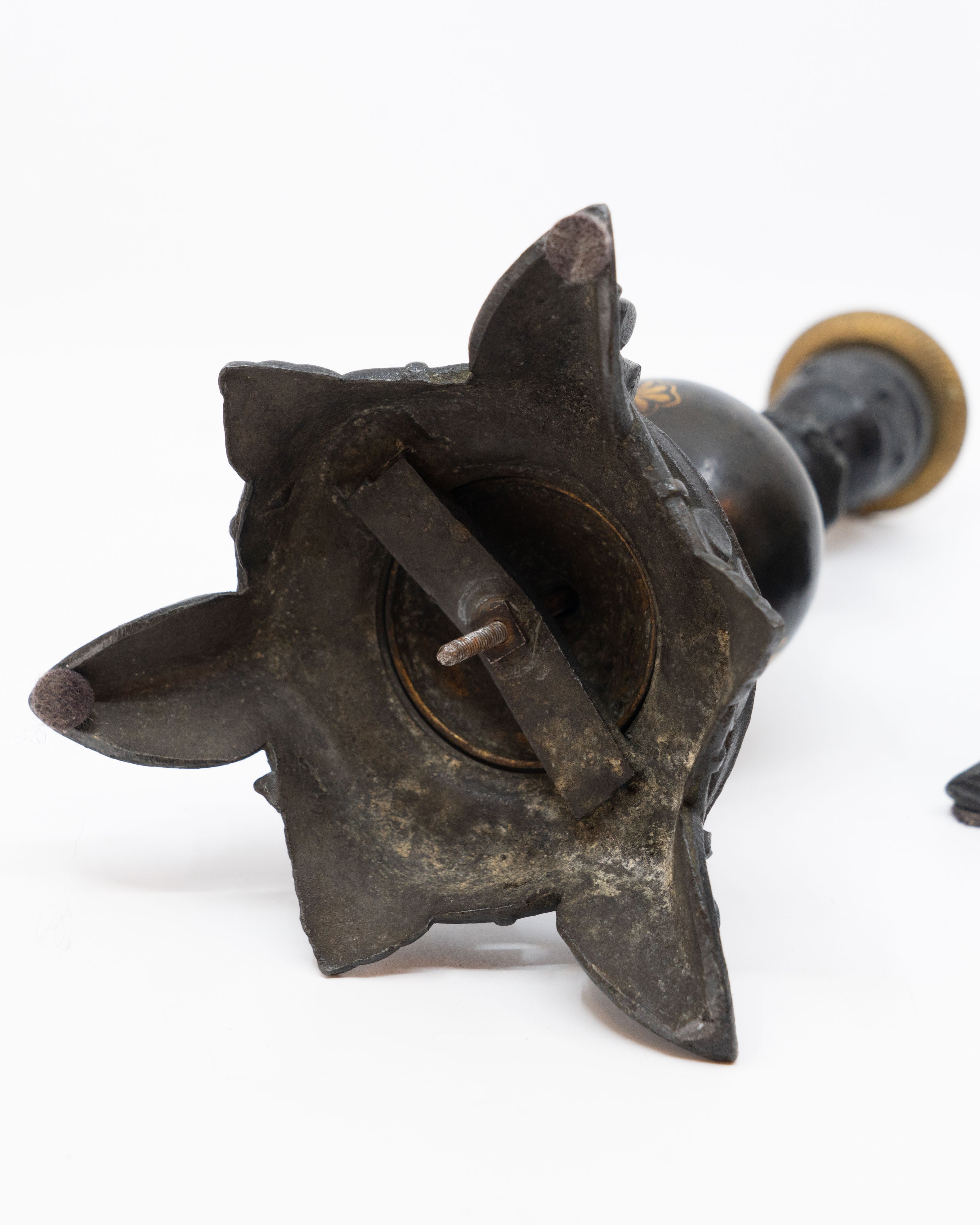 Pair of Egyptian-inspired candleholders by Adolphe Mougin
