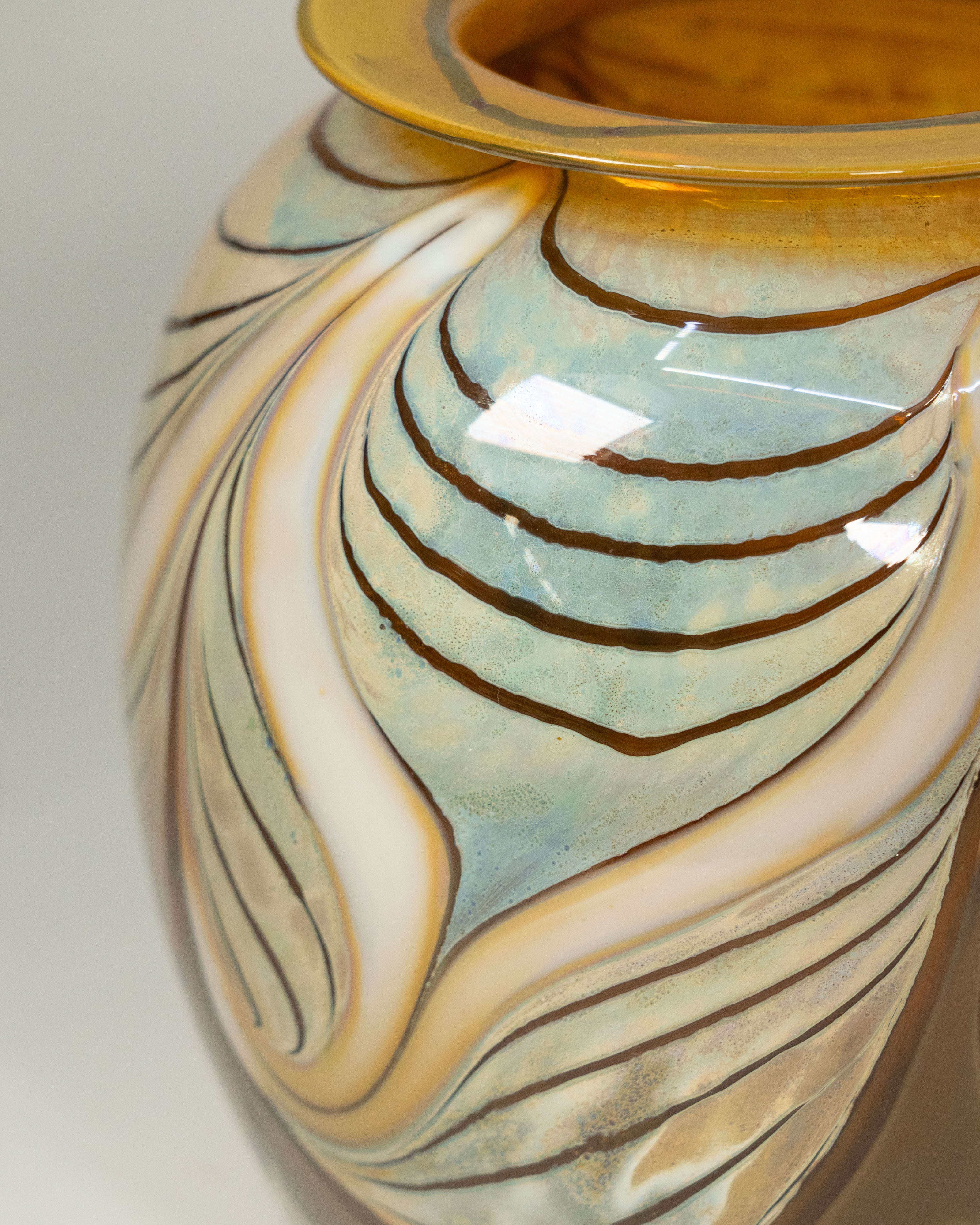 Peacock Feather Vase by Demaine Studio - 1978
