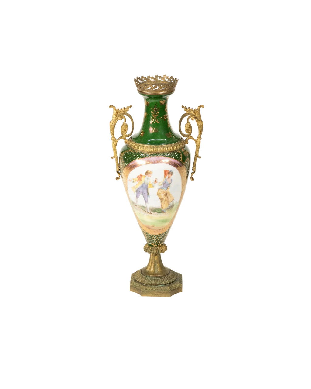 Decorative French porcelain and bronze vase
