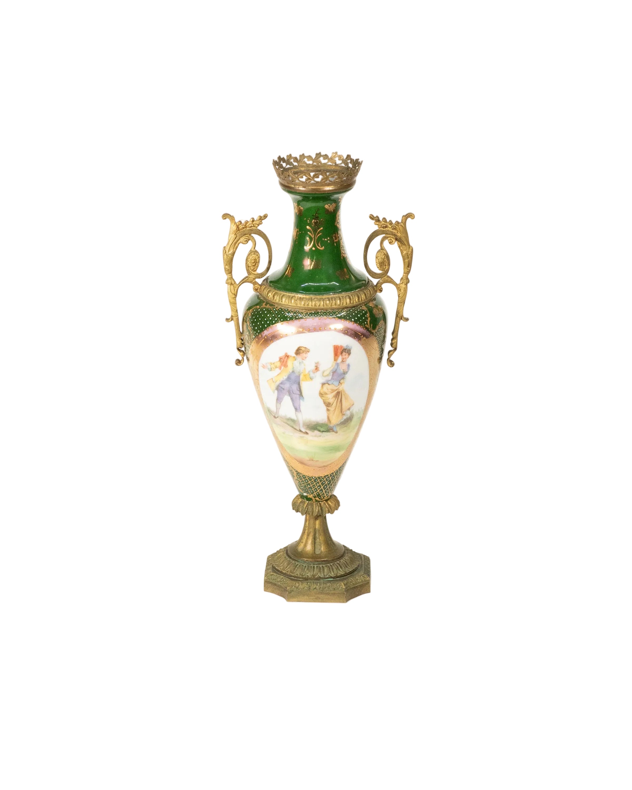 Decorative French porcelain and bronze vase