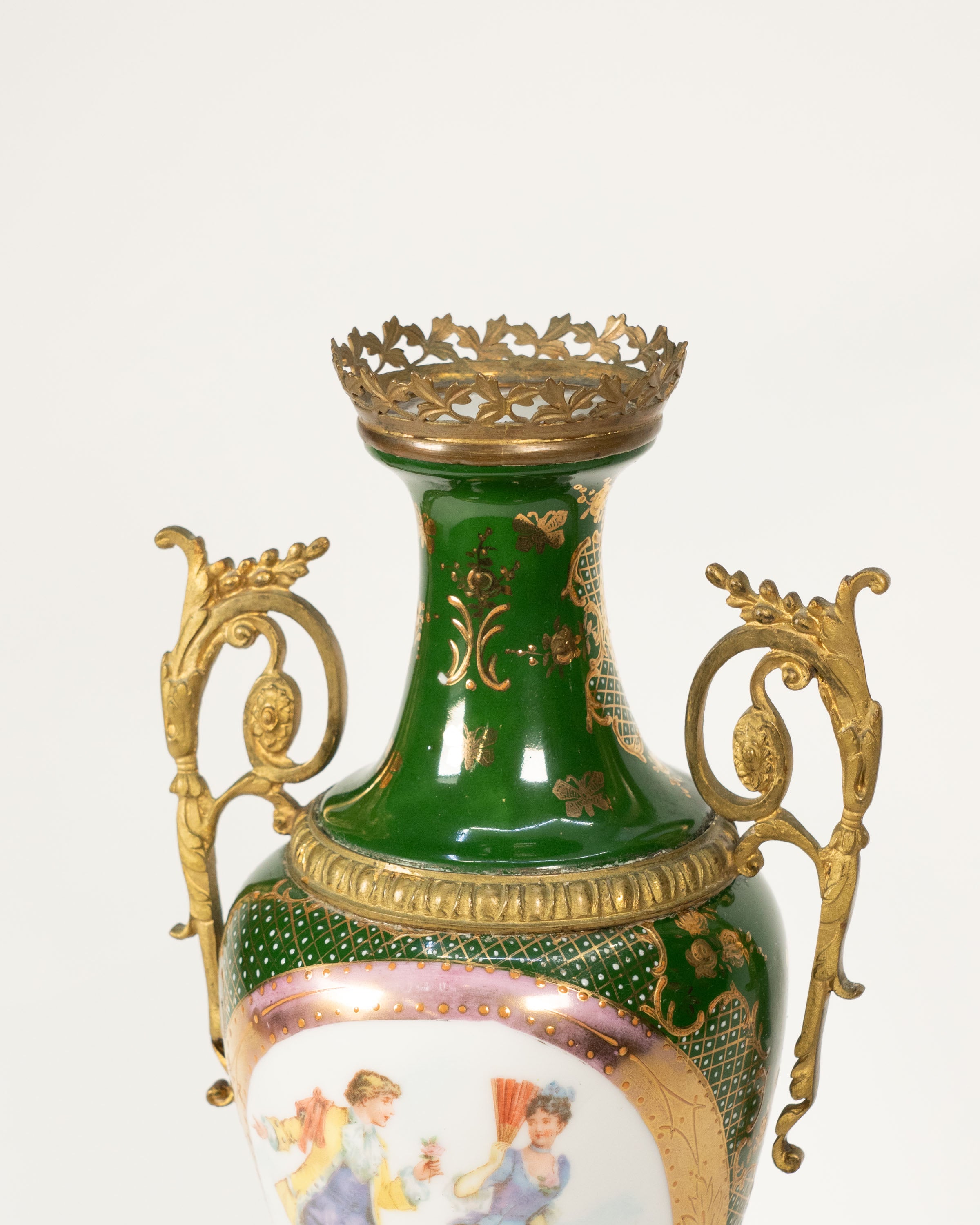 Decorative French porcelain and bronze vase