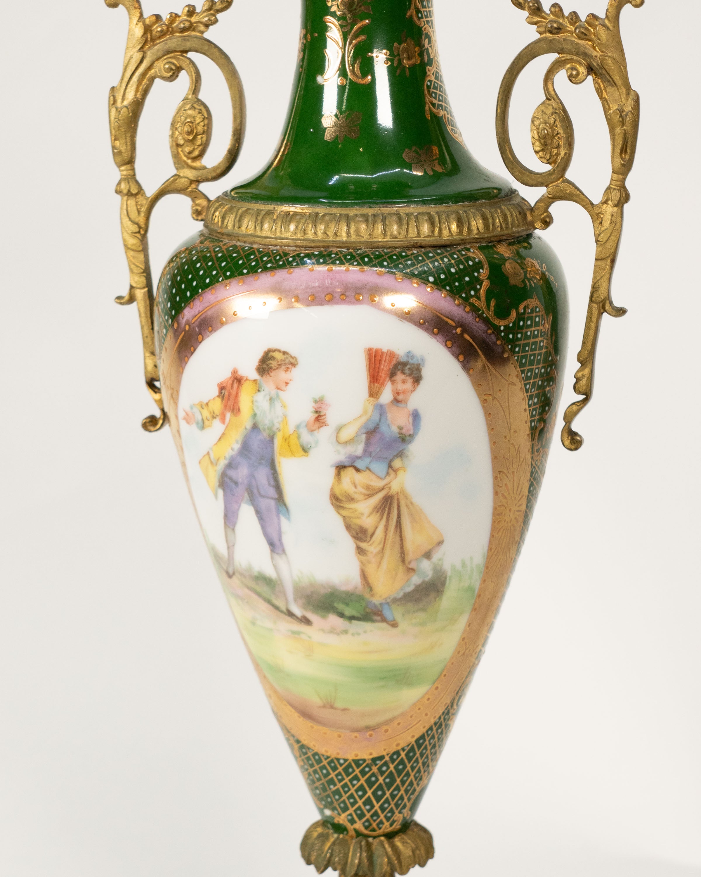 Decorative French porcelain and bronze vase