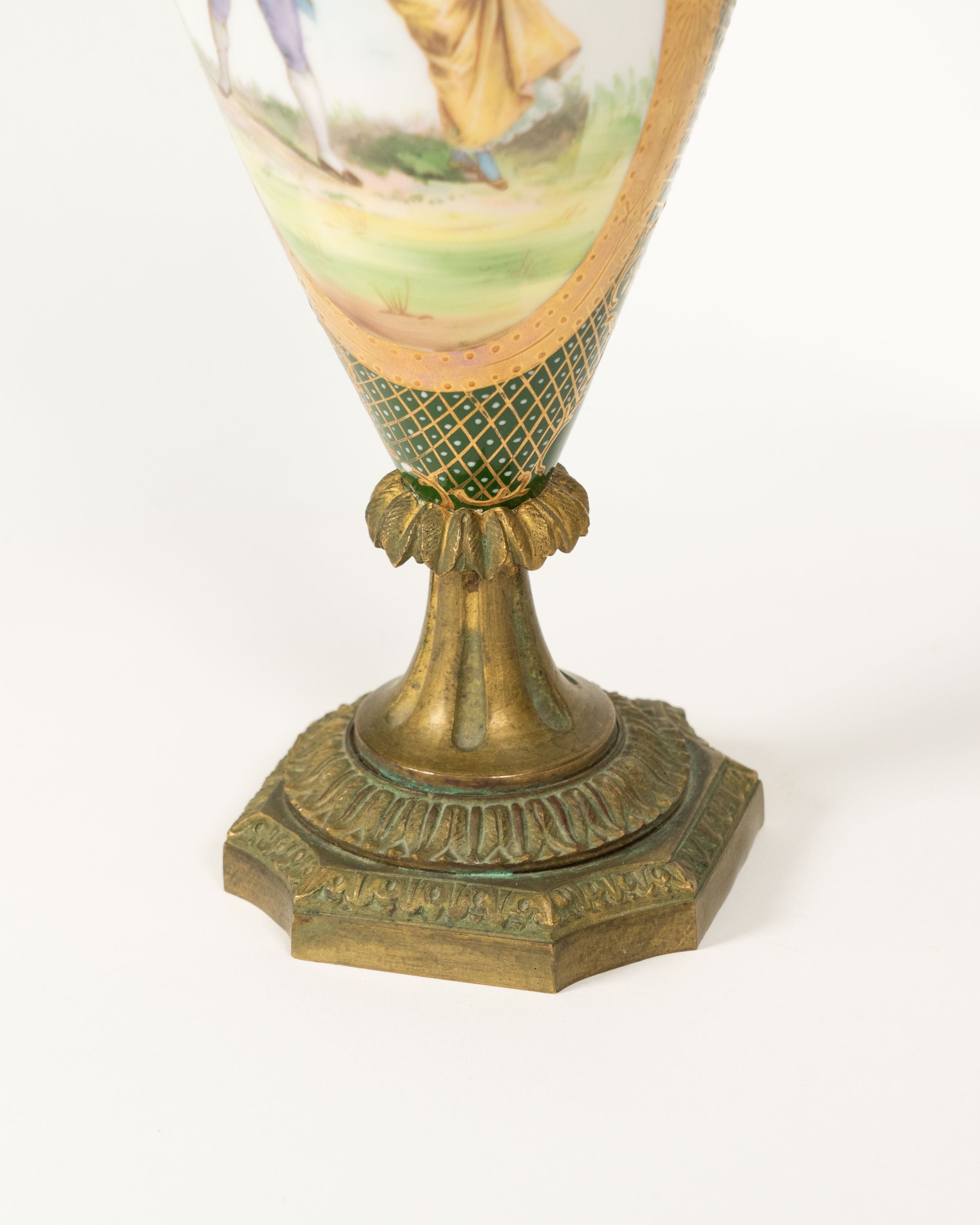 Decorative French porcelain and bronze vase