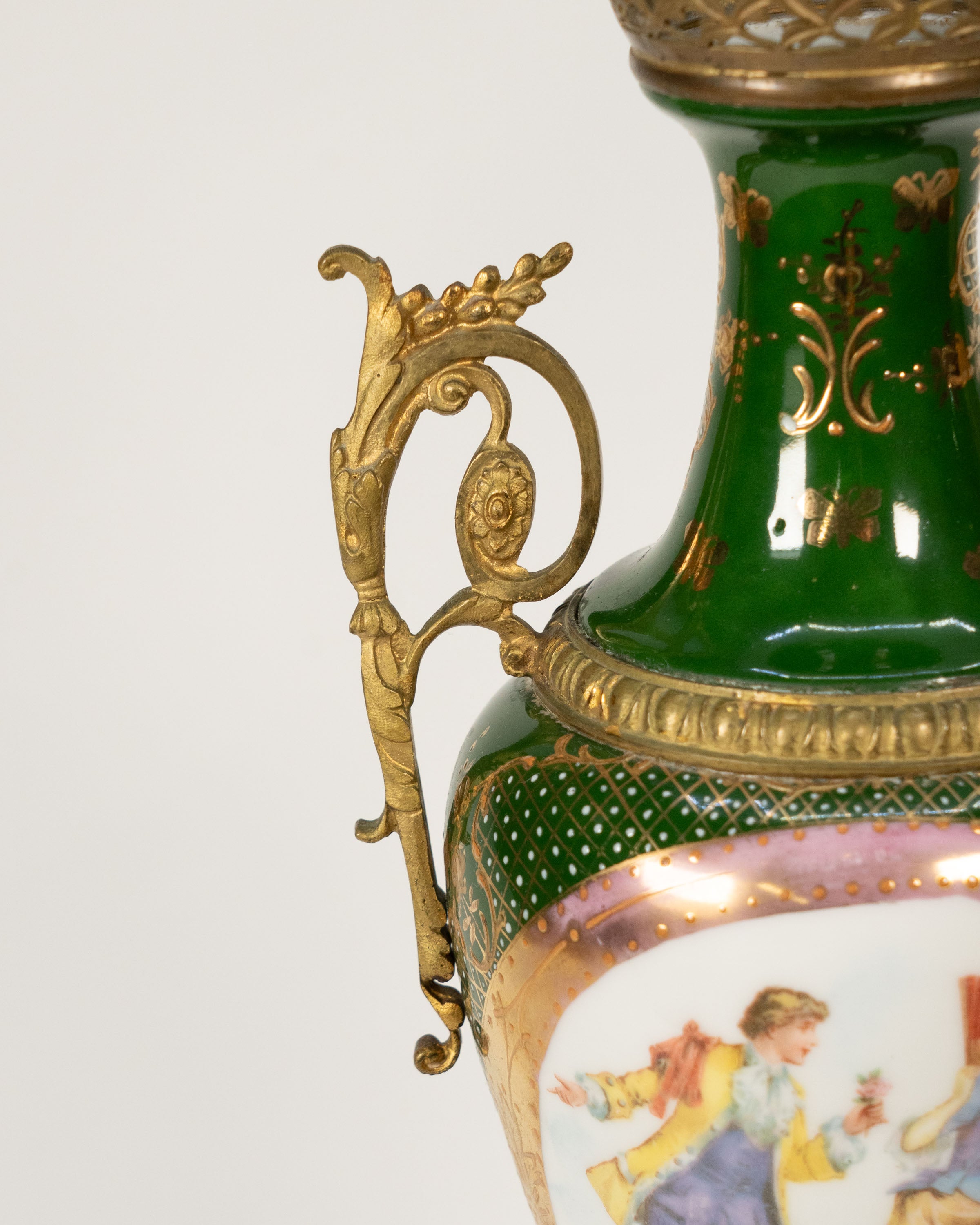 Decorative French porcelain and bronze vase