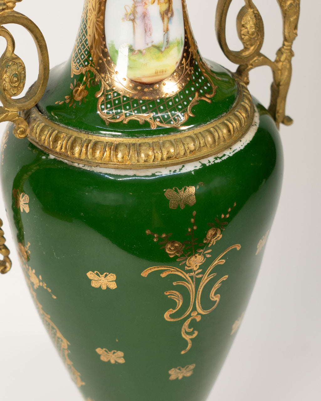 Decorative French porcelain and bronze vase