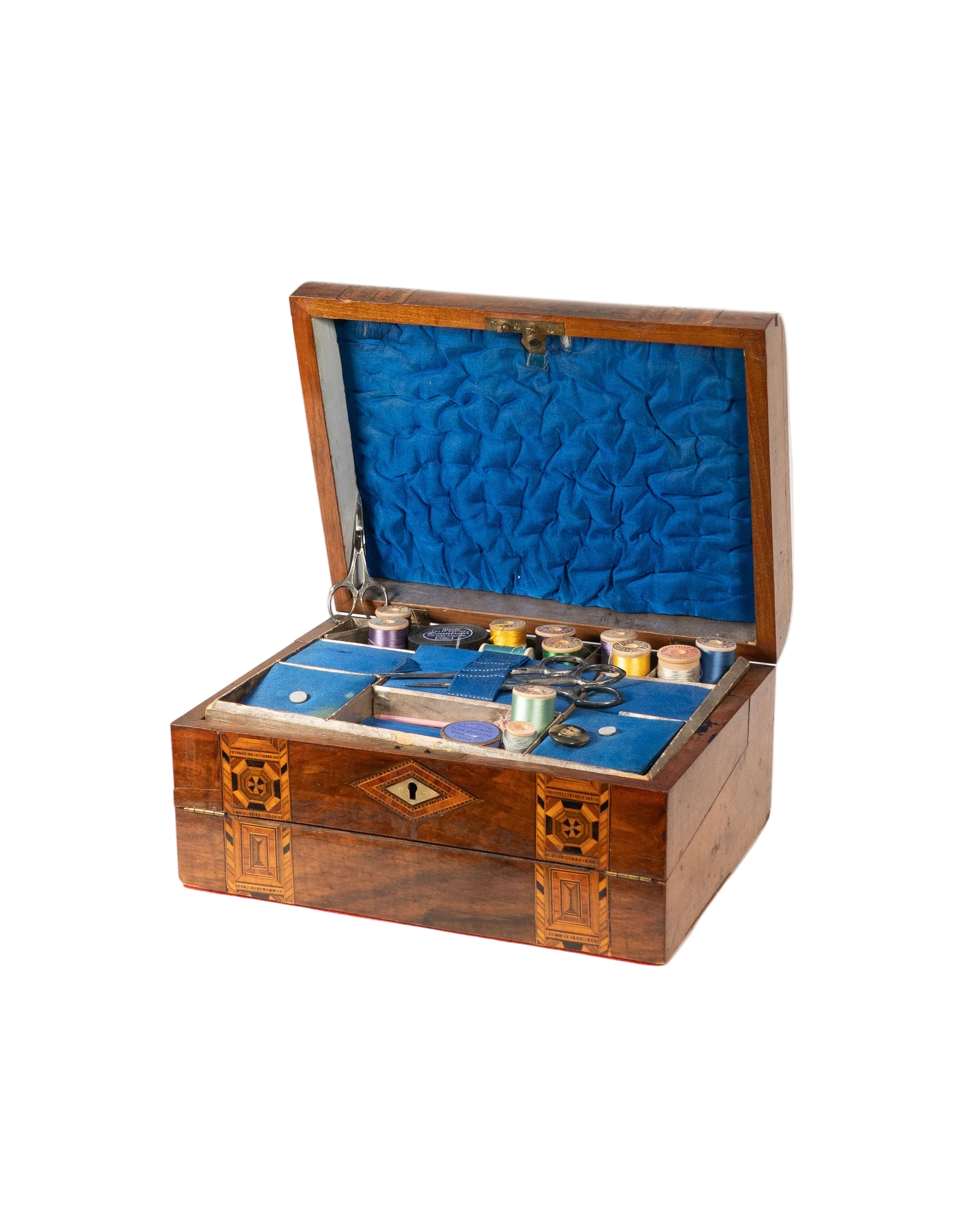 Marquetry sewing box and writing desk
