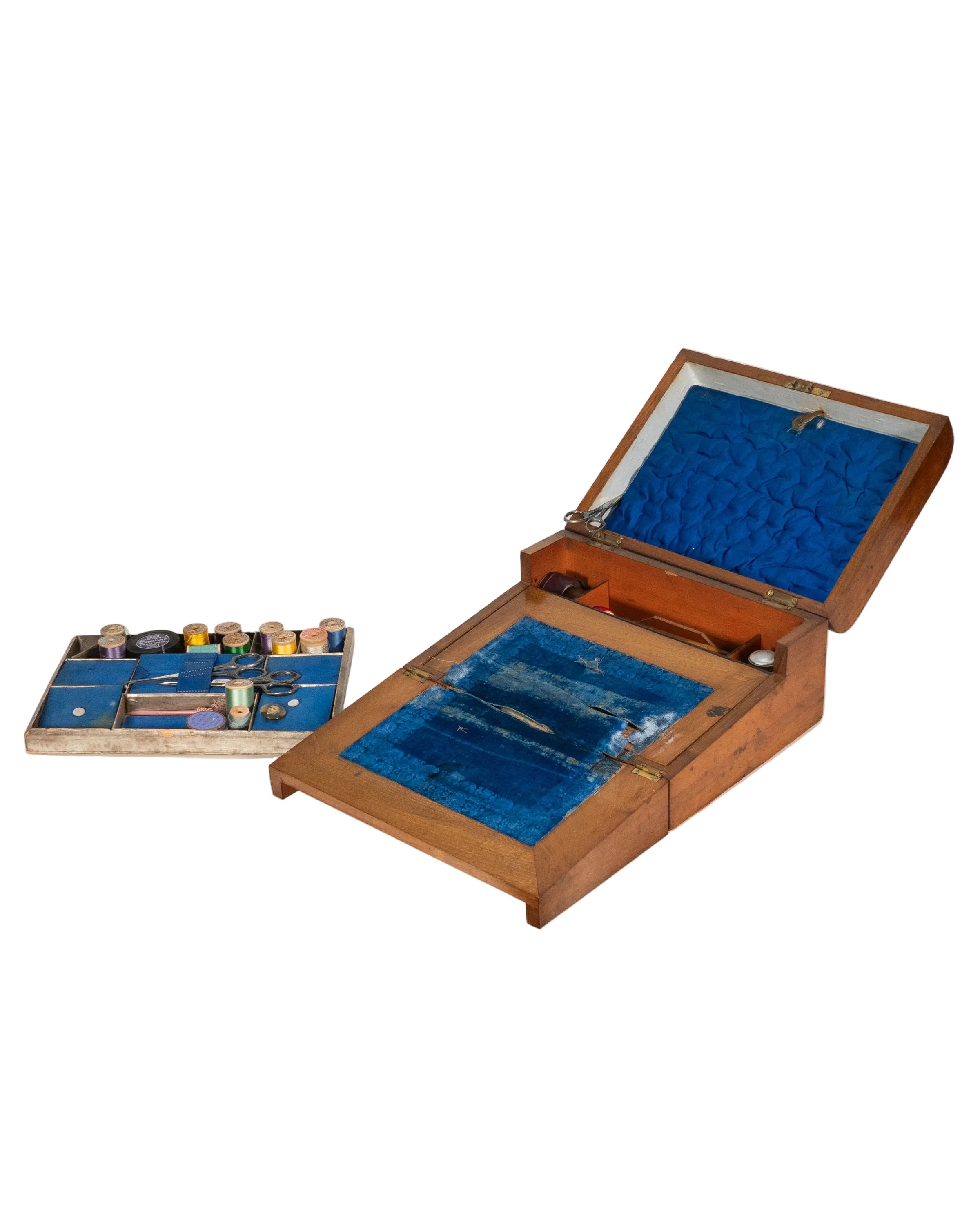 Marquetry sewing box and writing desk