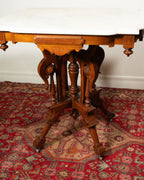 Table console de style Eastlake en noyer et marbre - vers 1890