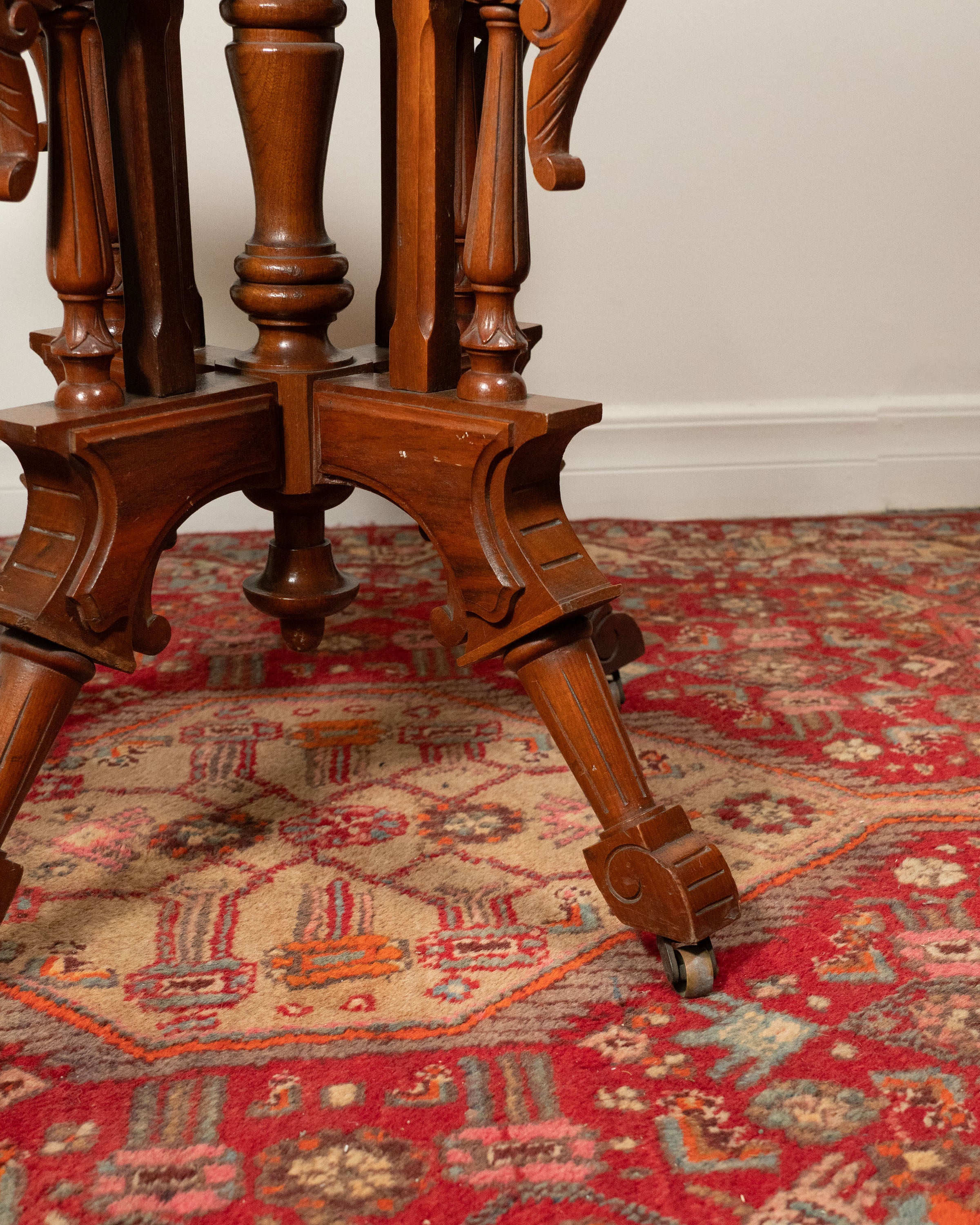 Eastlake style walnut and marble console table - circa 1890