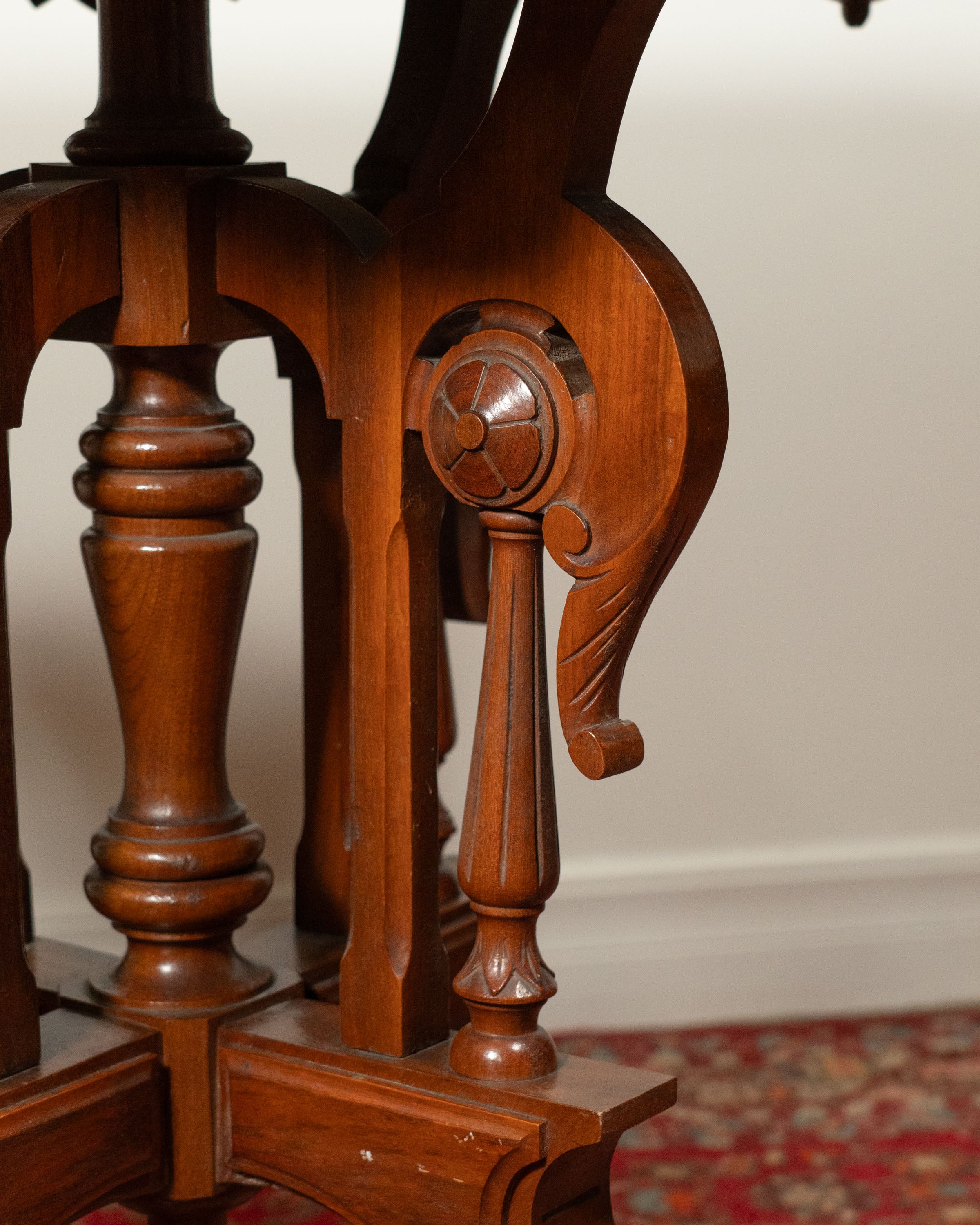 Eastlake style walnut and marble console table - circa 1890