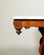 Table console de style Eastlake en noyer et marbre - vers 1890