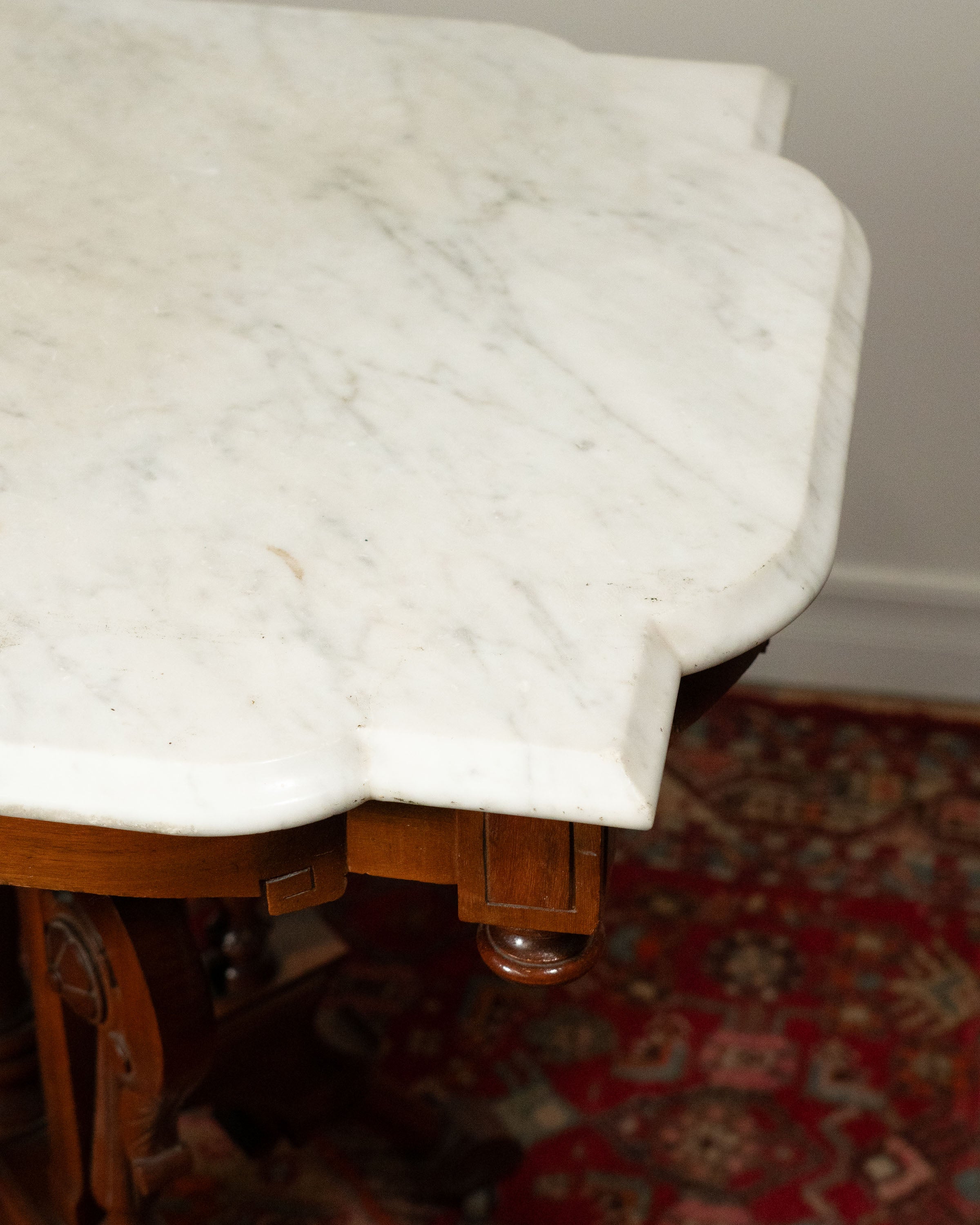 Eastlake style walnut and marble console table - circa 1890