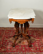 Table console de style Eastlake en noyer et marbre - vers 1890