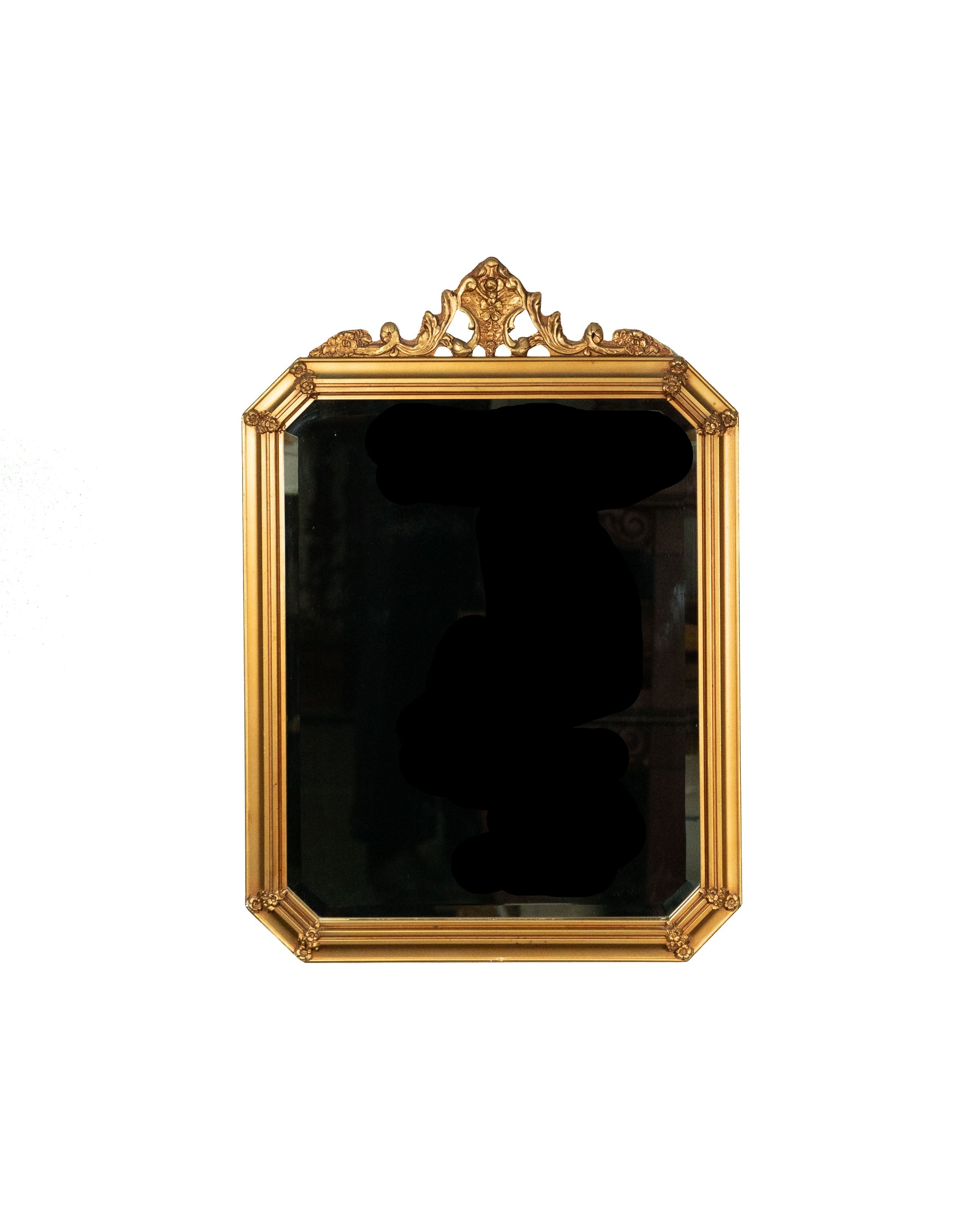 Miroir octogonal doré - verre biseauté ancien