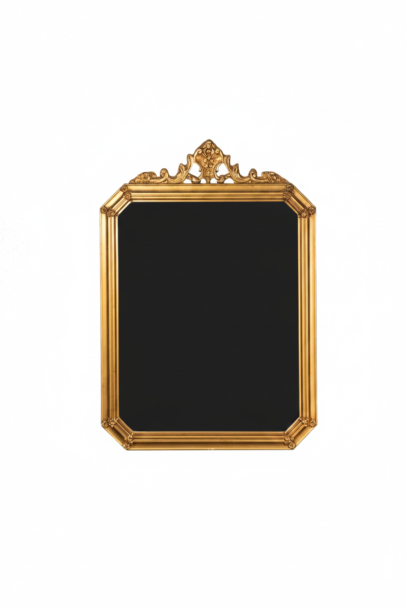 Miroir octogonal doré - verre biseauté ancien