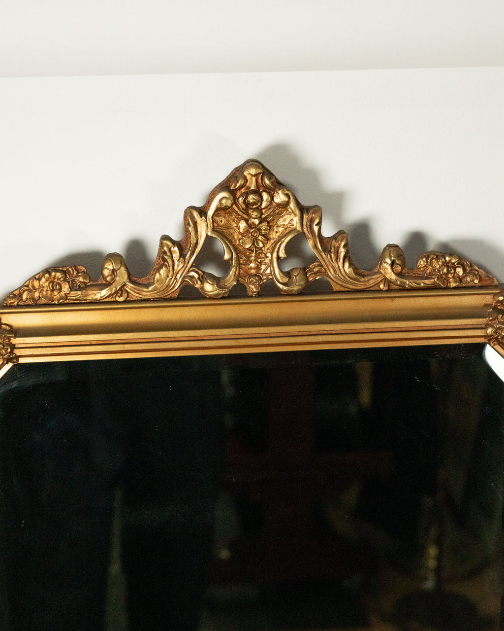 Miroir octogonal doré - verre biseauté ancien
