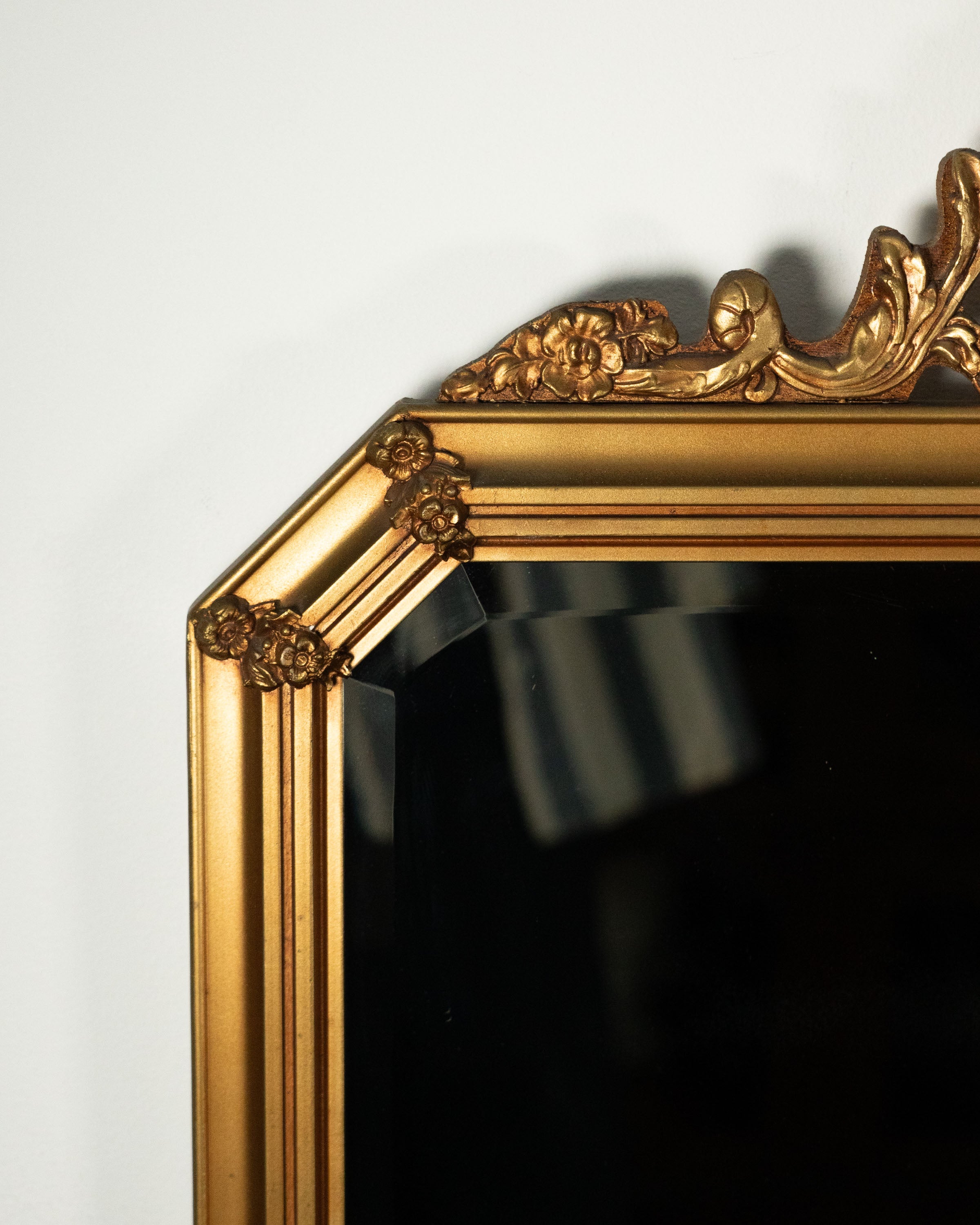 Miroir octogonal doré - verre biseauté ancien