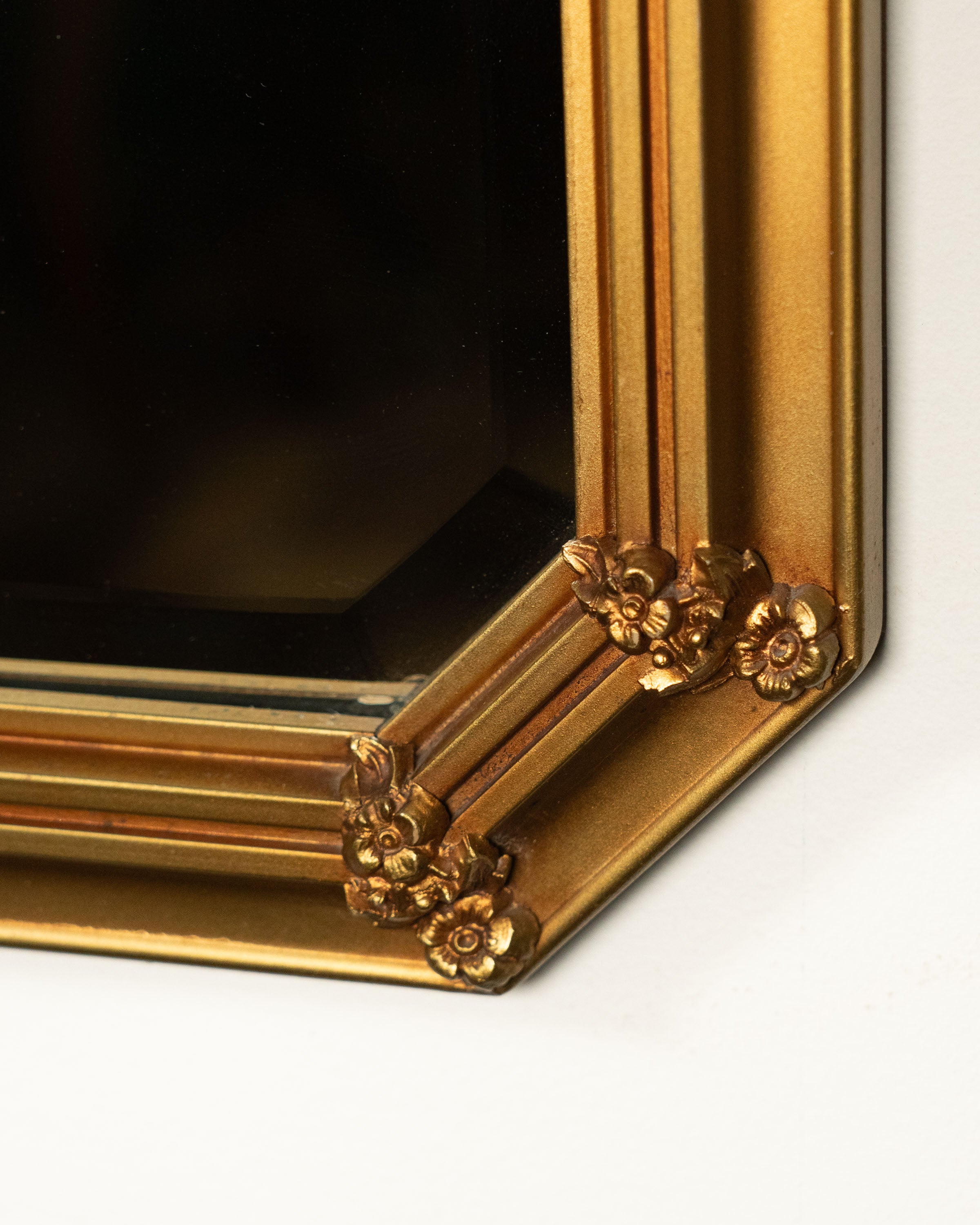 Miroir octogonal doré - verre biseauté ancien