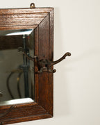 Miroir d'entrée en chêne à crochets - circa 1900