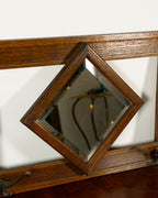 Miroir d'entrée en chêne à crochets - circa 1900