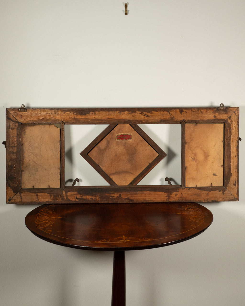 Miroir d'entrée en chêne à crochets - circa 1900