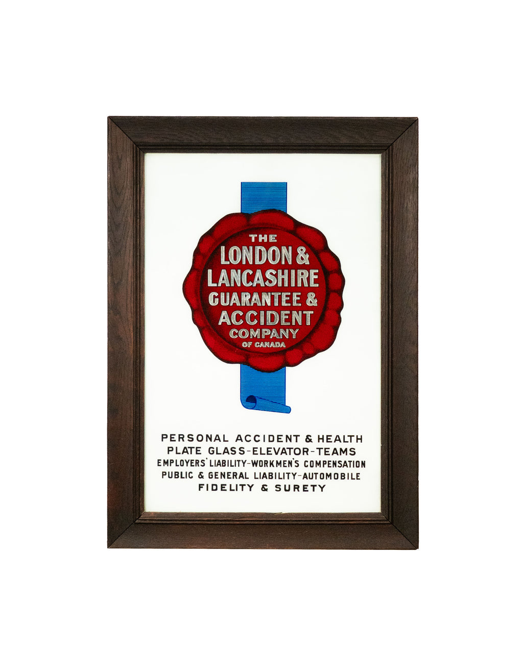Affiche publicitaire sur verre - London & Lancashire Insurance Co.