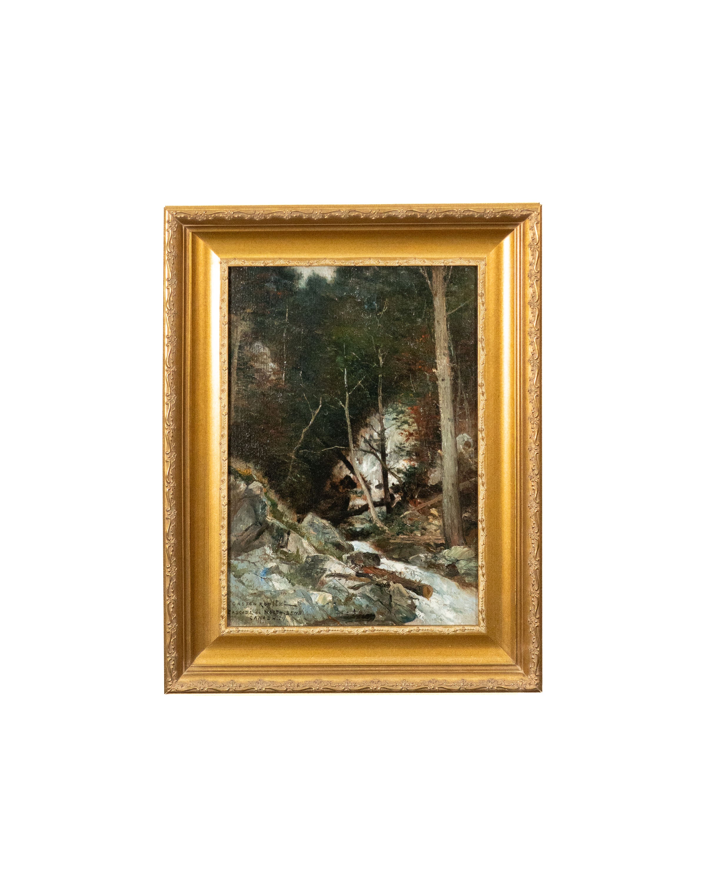 Huile sur panneau Chute d’eau - Gaston Roullet, circa 1890
