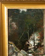 Huile sur panneau Chute d’eau - Gaston Roullet, circa 1890
