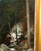 Huile sur panneau Chute d’eau - Gaston Roullet, circa 1890