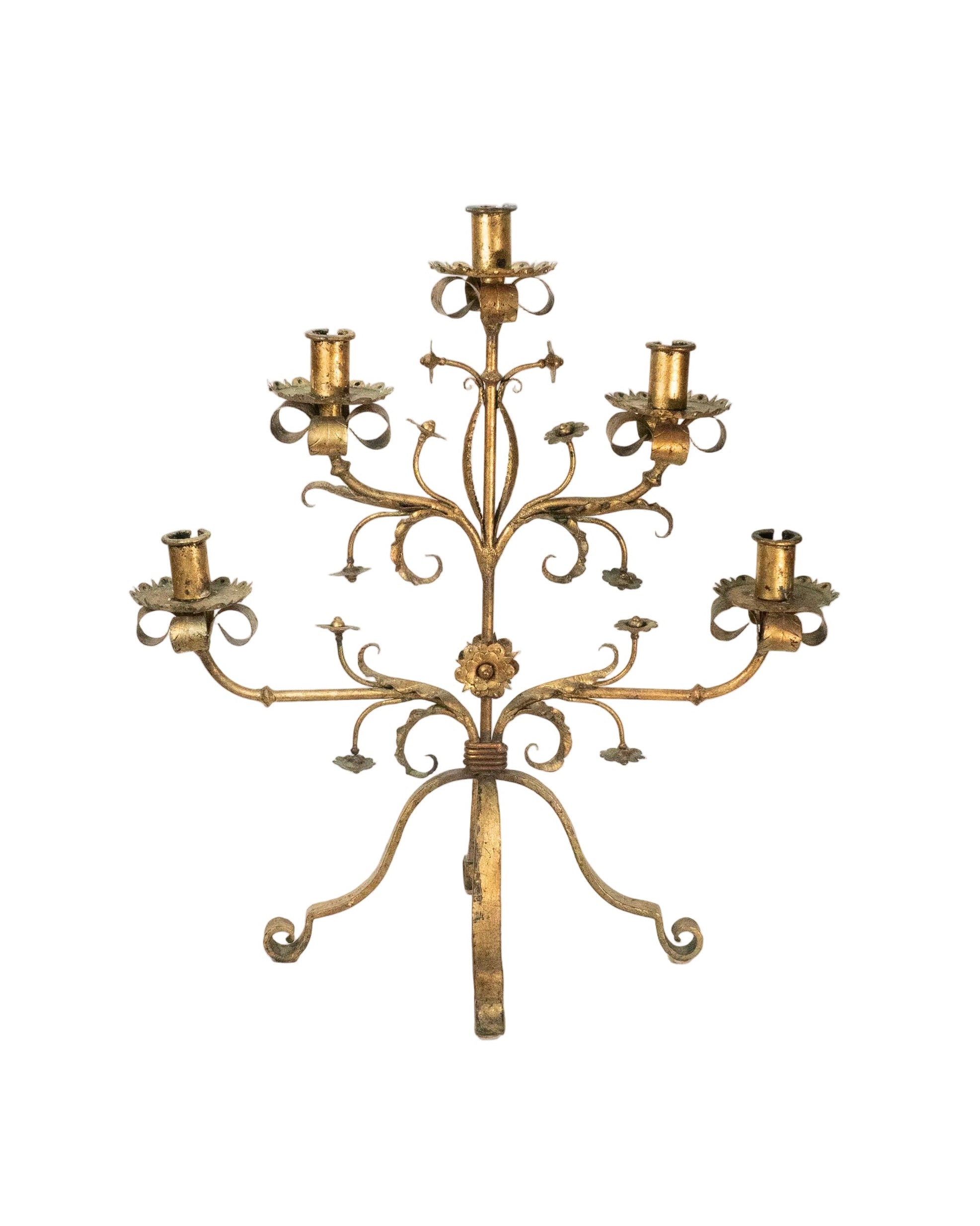 Grand chandelier de style Baroque en métal doré