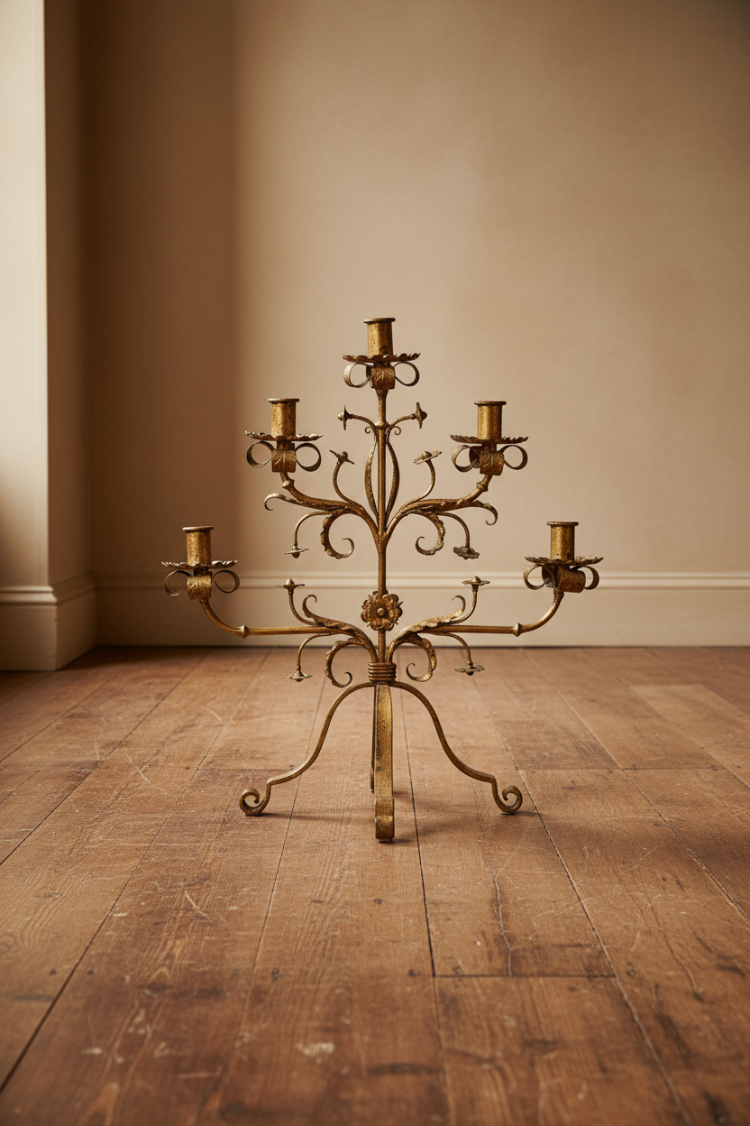 Grand chandelier de style Baroque en métal doré