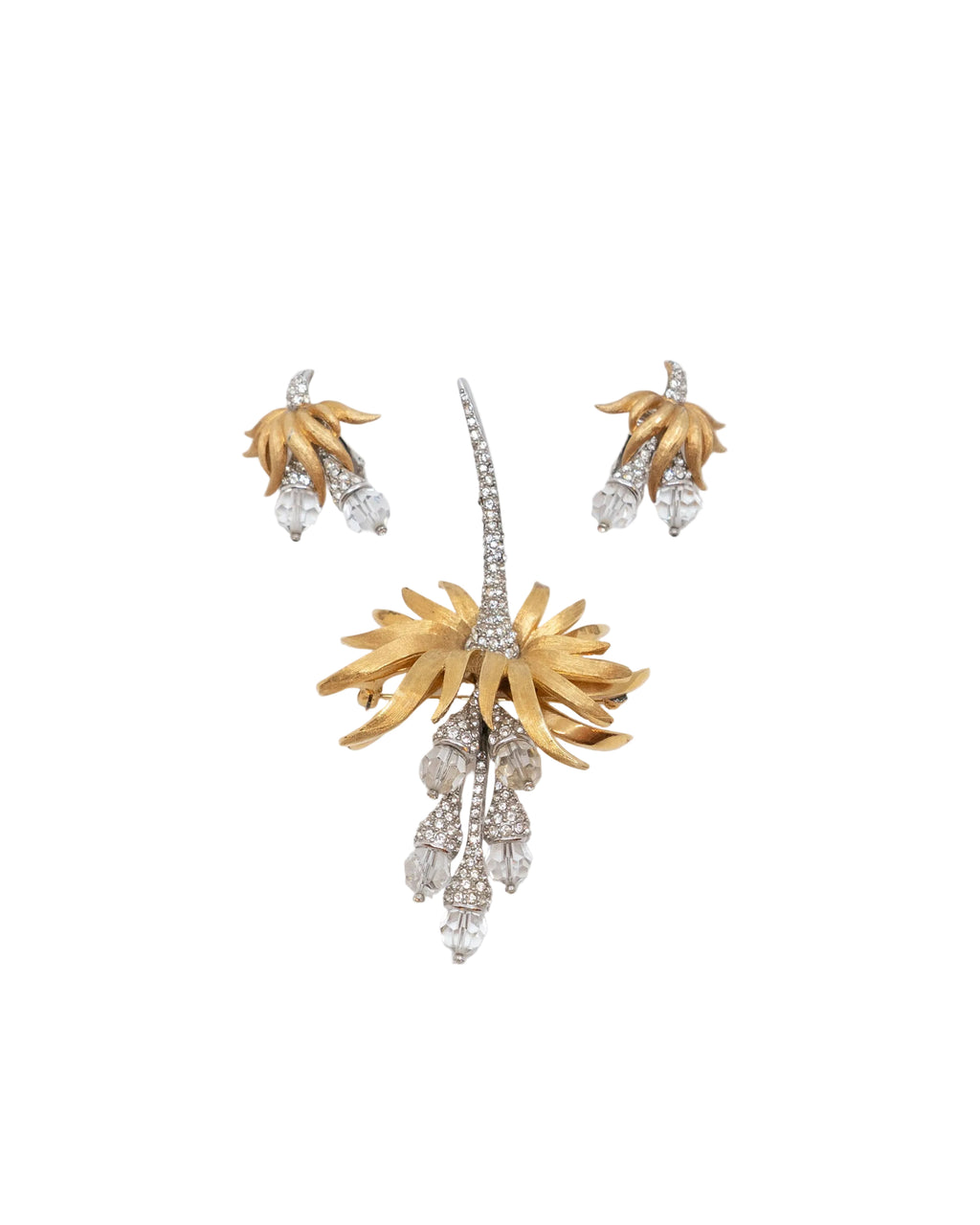 Ensemble de bijoux floraux deux tons - Marcel Boucher